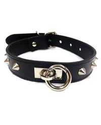 Rouge Leather O Ring Studded Collar - TFA